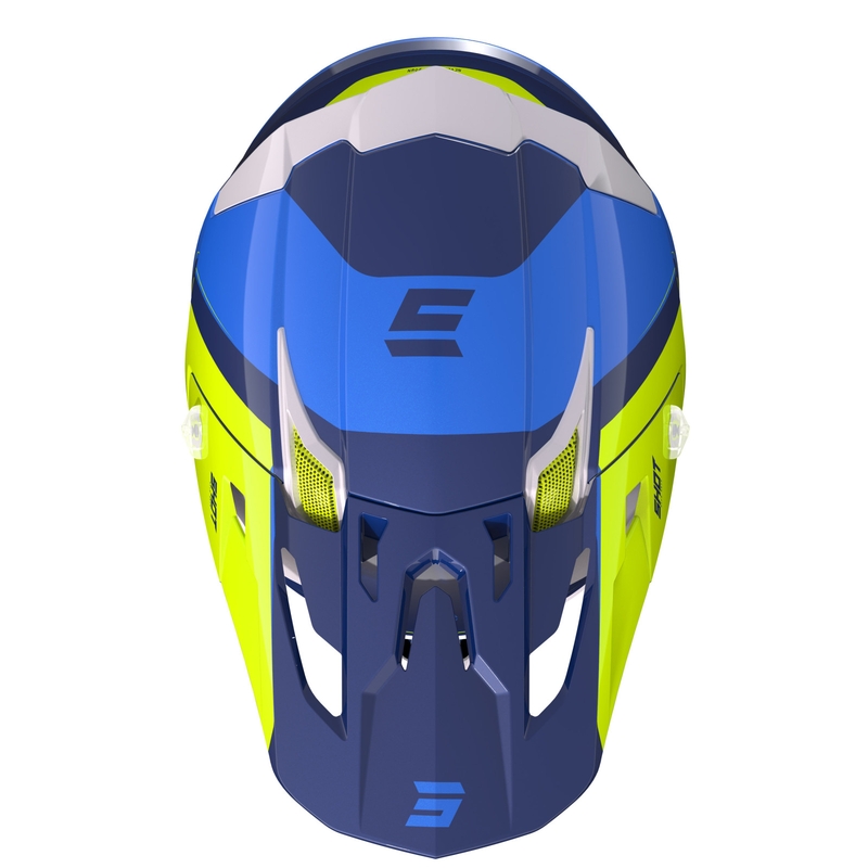 Casque de motocross Shot Core Fast bleu-blanc-jaune fluo soldes
