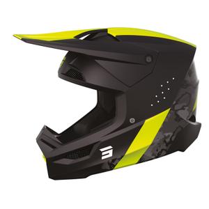 Casque motocross Shot Race Camo noir-gris-jaune fluo soldes
