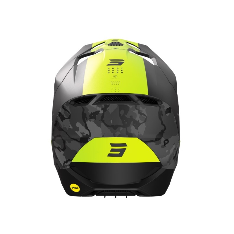 Casque motocross Shot Race Camo noir-gris-jaune fluo soldes