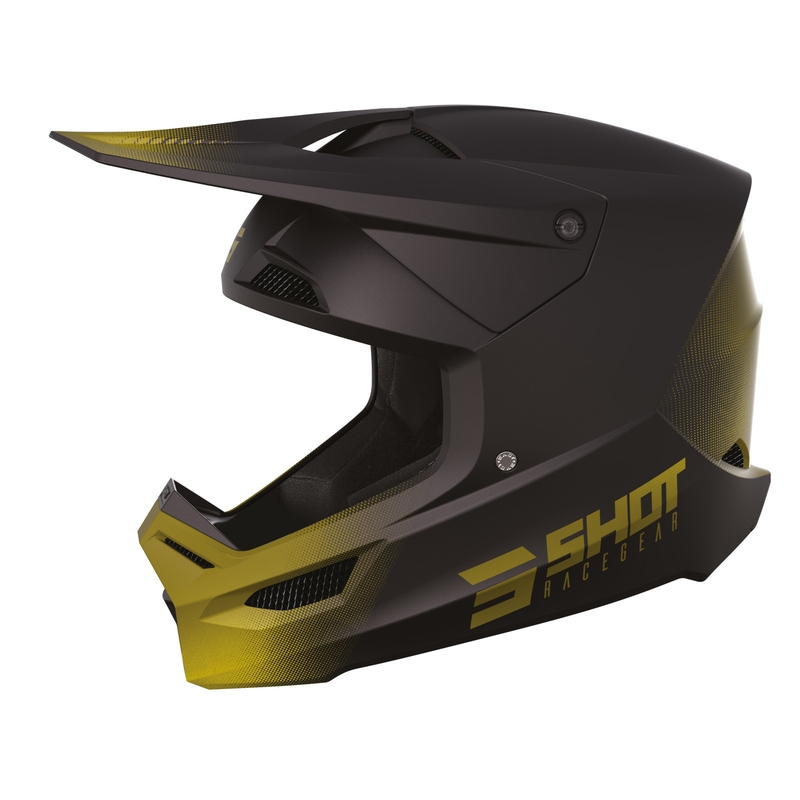 Casque de motocross Shot Race Raw noir-or