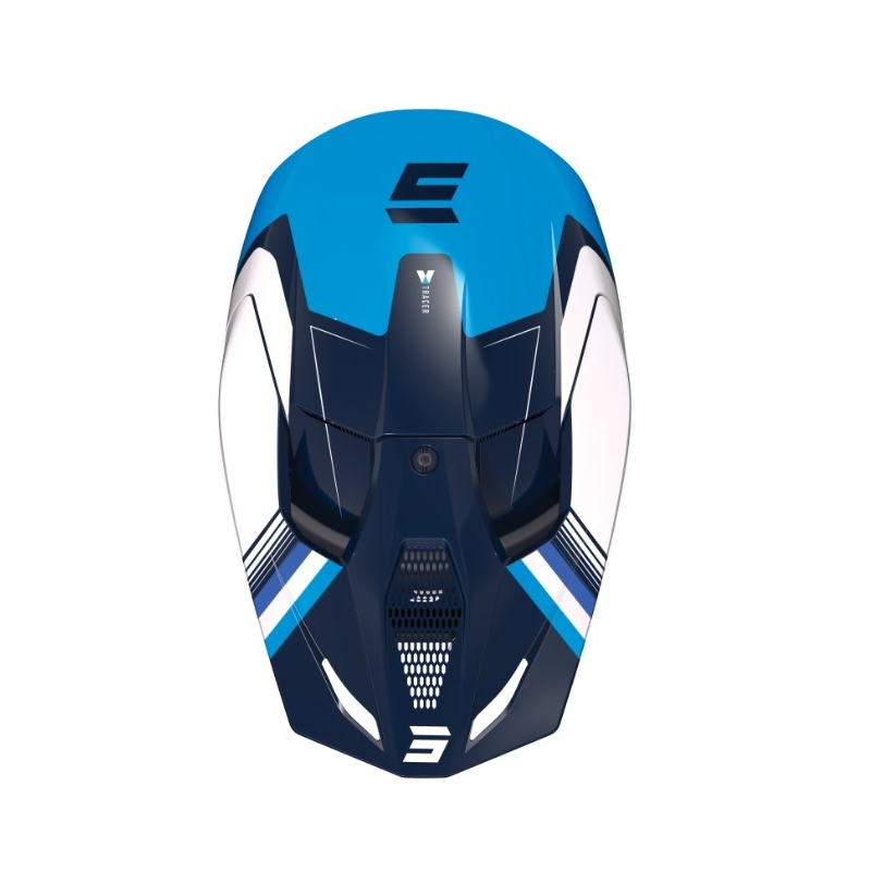 Casque Motocross Shot Race Tracer blanc-bleu soldes