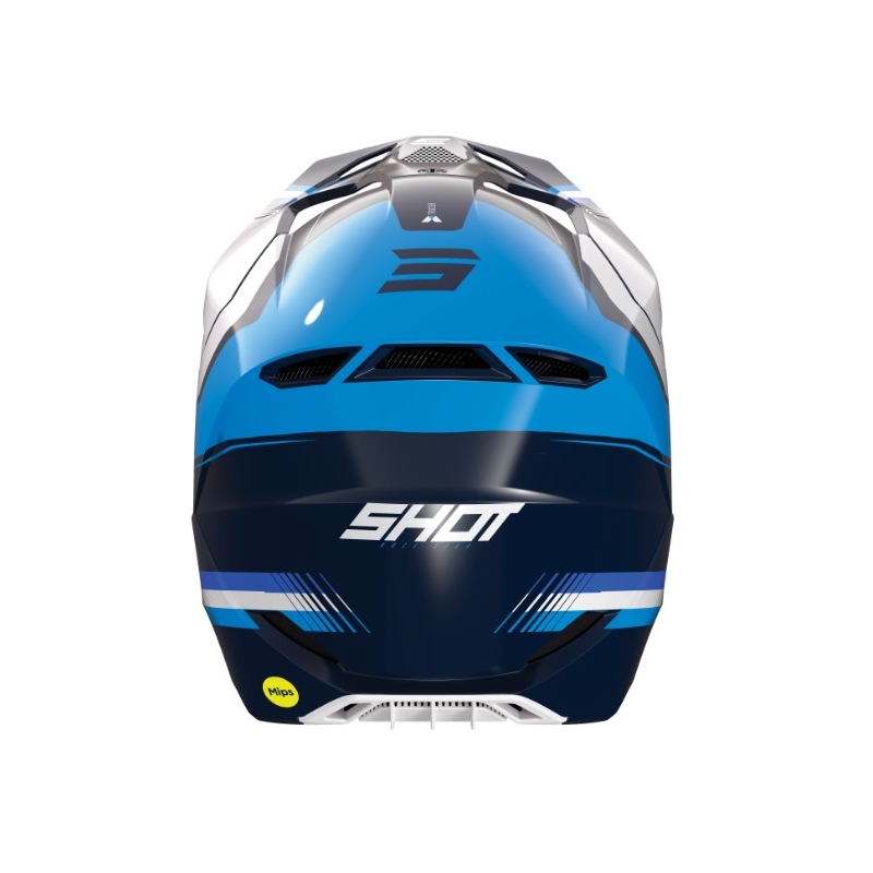 Casque Motocross Shot Race Tracer blanc-bleu soldes