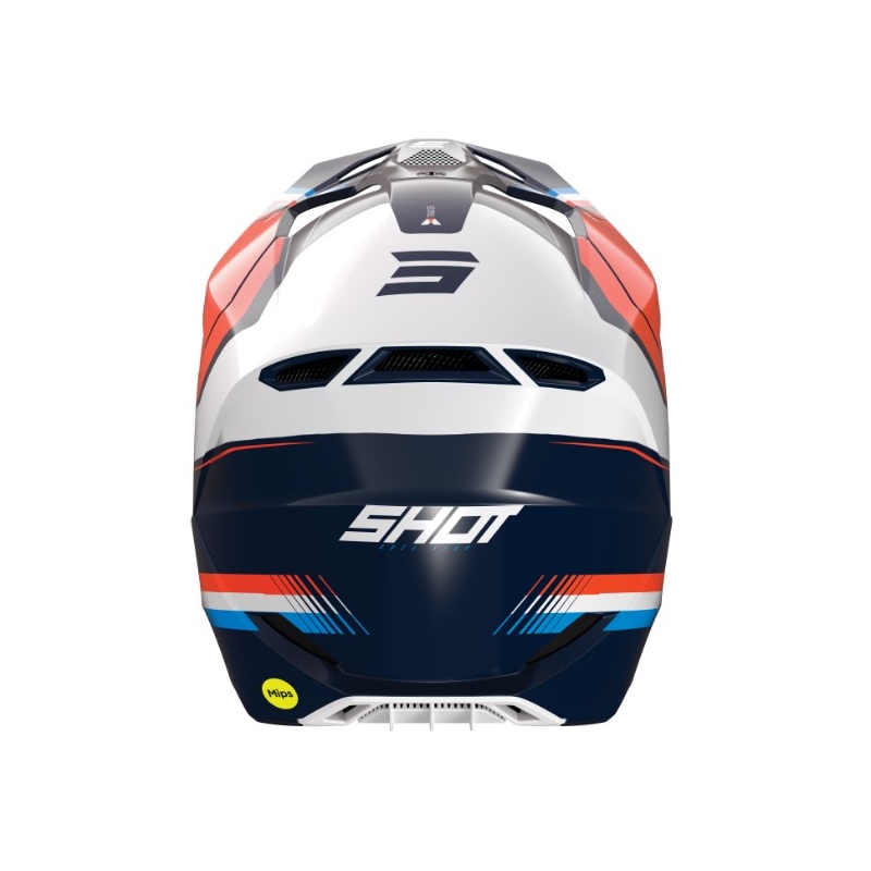 Casque motocross Shot Race Tracer blanc-bleu-orange