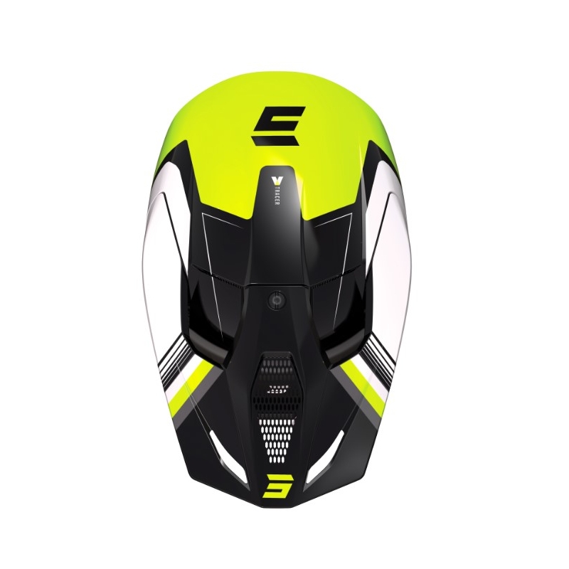 Casque motocross Shot Race Tracer blanc-noir-jaune fluo soldes