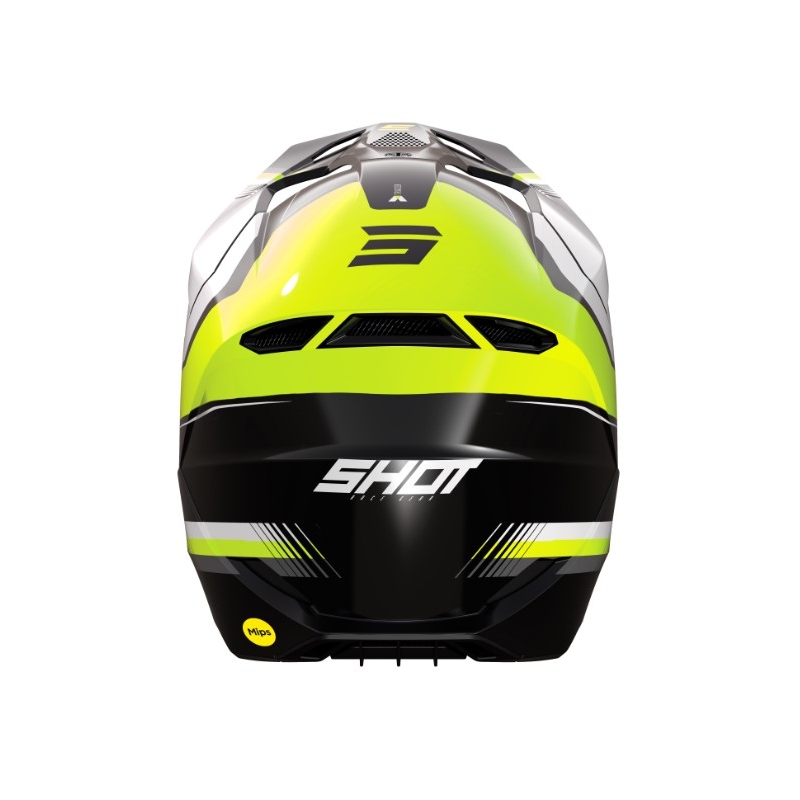Casque motocross Shot Race Tracer blanc-noir-jaune fluo soldes