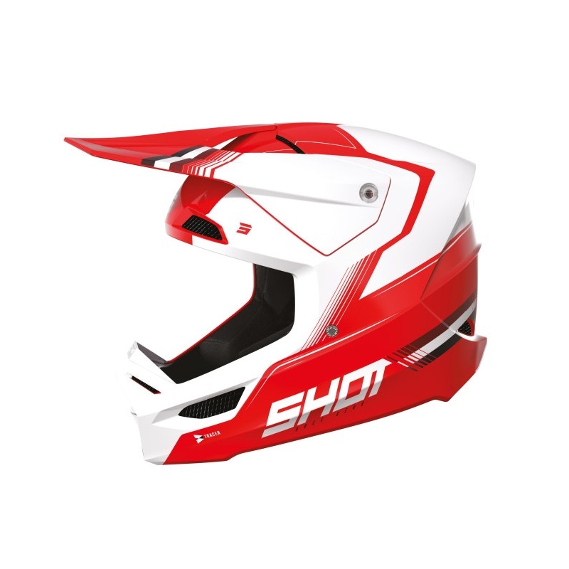 Casque motocross Shot Race Tracer blanc-rouge