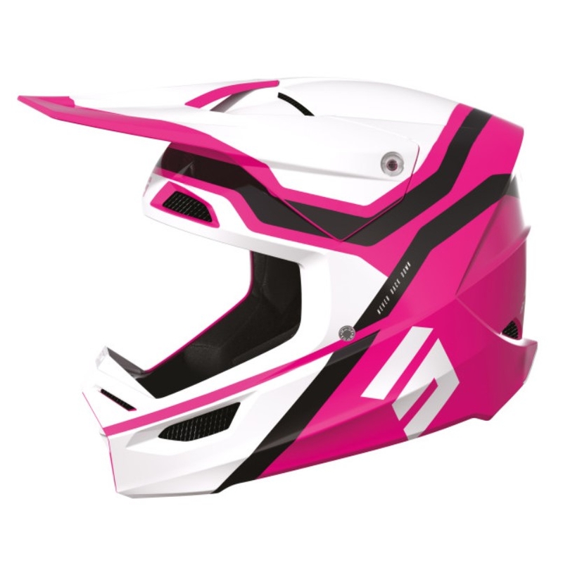 Casque motocross Shot Race Sky blanc-rose