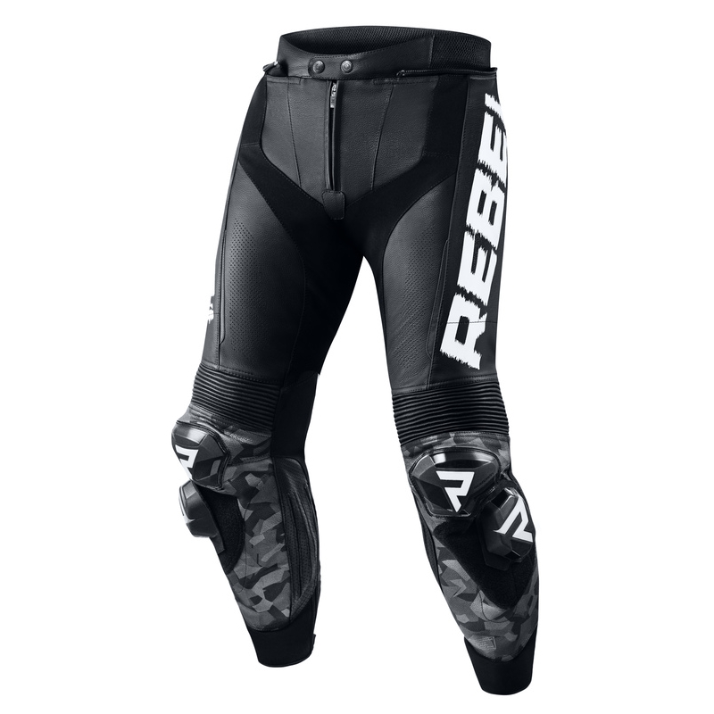 Pantalon de moto Rebelhorn Rebel noir et blanc soldes