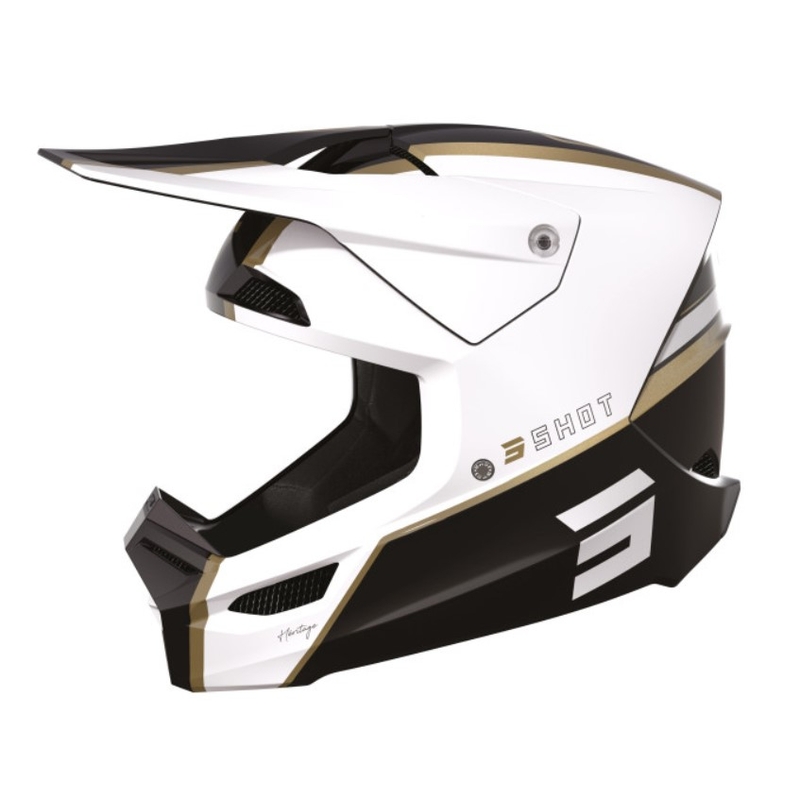 Casque Motocross Shot Furious Heritage noir-or-blanc soldes