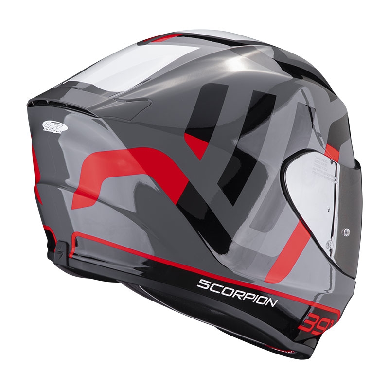 Casque moto intégral Scorpion EXO-391 Arok gris-rouge-noir soldes