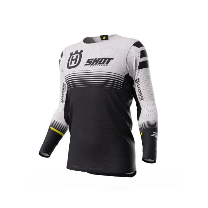 Maillot cross Shot Aerolite Husqvarna LE blanc-noir vente soldes