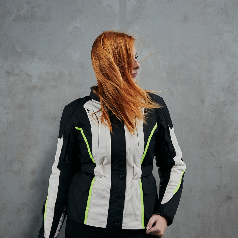 Veste de moto Ozone Sahara Black-Grey-Fluo Yellow pour femme soldes