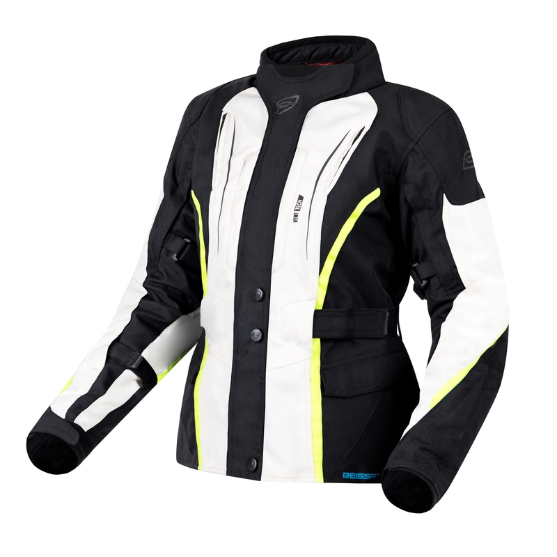 Veste de moto Ozone Sahara Black-Grey-Fluo Yellow pour femme soldes