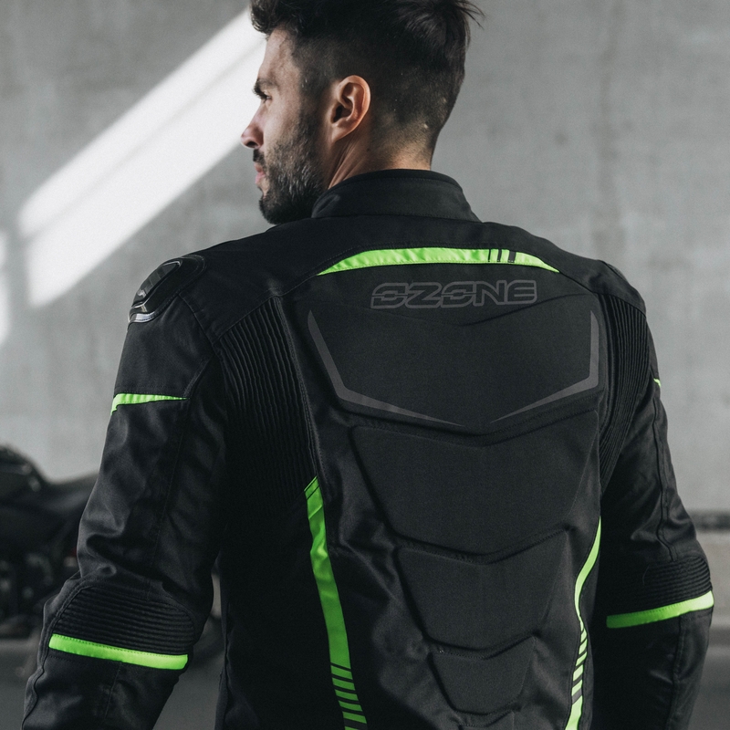 Veste de moto Ozone Pulse noir-jaune fluo