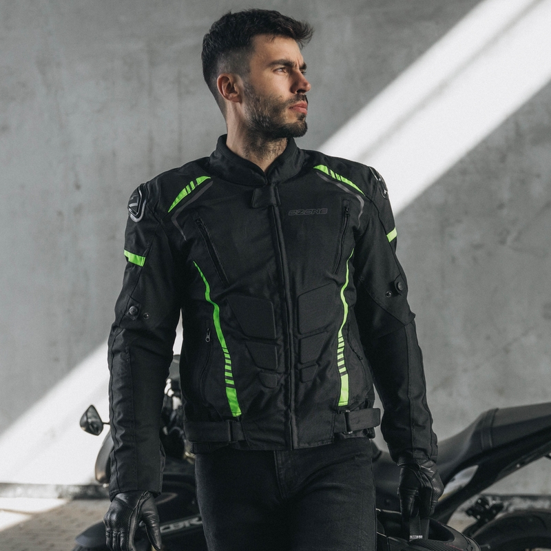 Veste de moto Ozone Pulse noir-jaune fluo