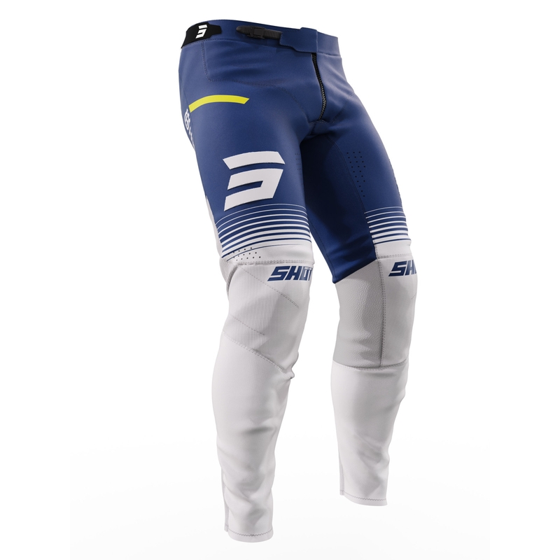 Pantalon motocross Shot Aerolite Husqvarna LE blanc-bleu vente soldes