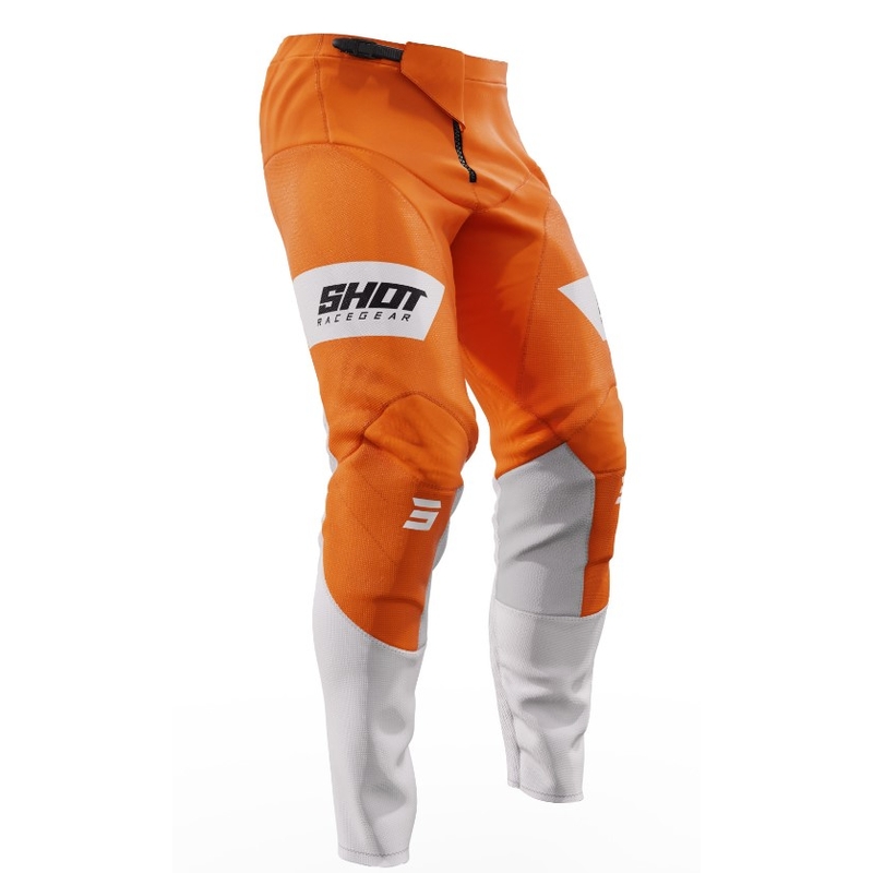 Pantalon Motocross Shot Contact Scope blanc-orange soldes