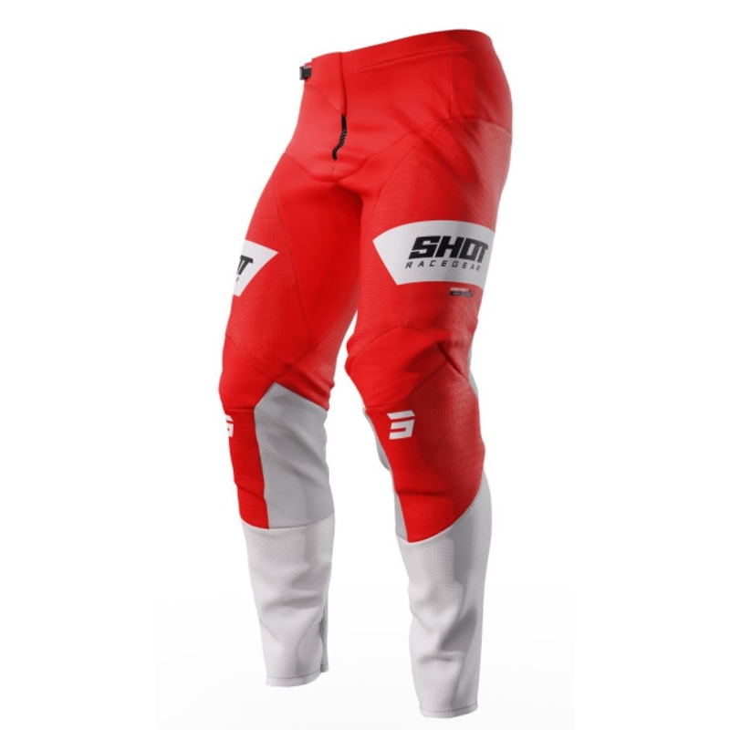 Pantalon Motocross Shot Contact Scope blanc-rouge soldes