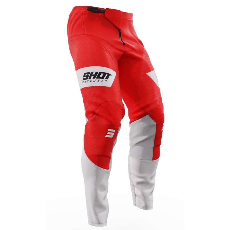 Pantalon Motocross Shot Contact Scope blanc-rouge soldes