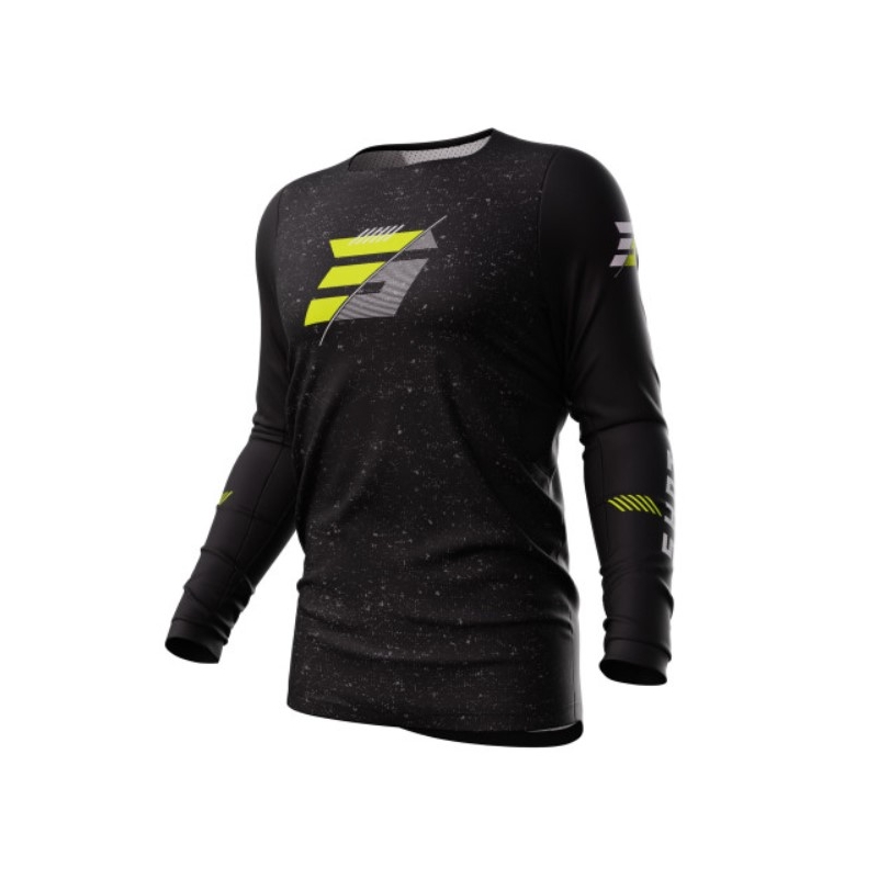 Maillot motocross Shot Contact Speck noir-jaune fluo soldes