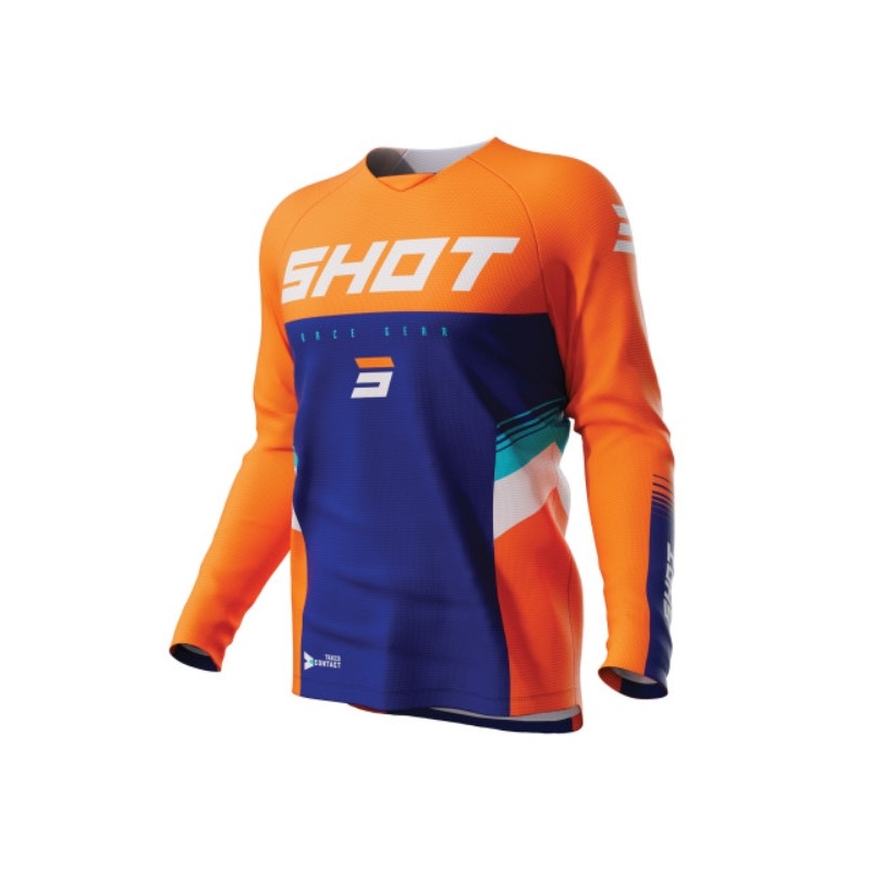 Maillot de motocross Shot Contact Tracer bleu-orange soldes