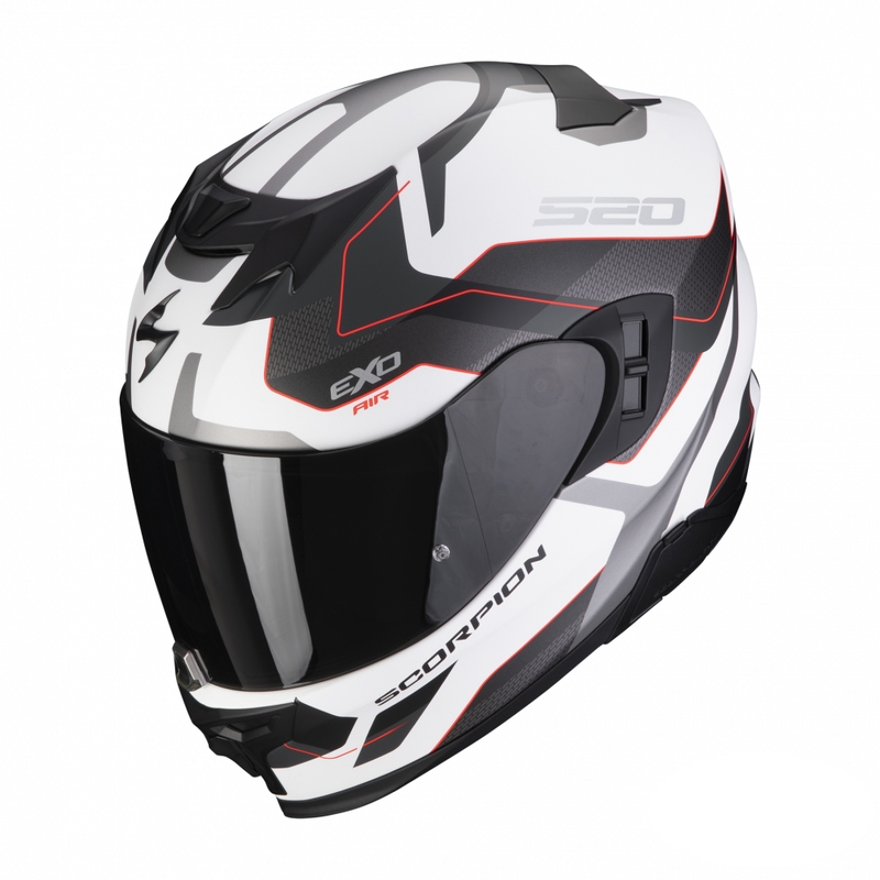 Casque moto intégral Scorpion EXO-520 EVO Air Elan blanc-argent-rouge matt