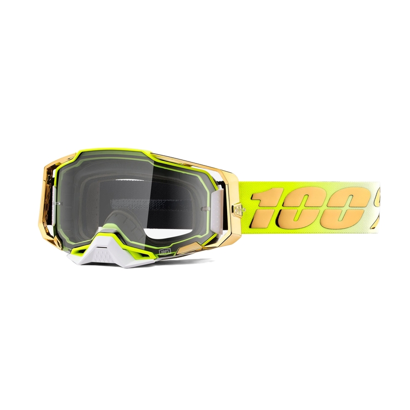 Lunettes de motocross 100% ARMEGA Feelgood gold (plexi transparent)