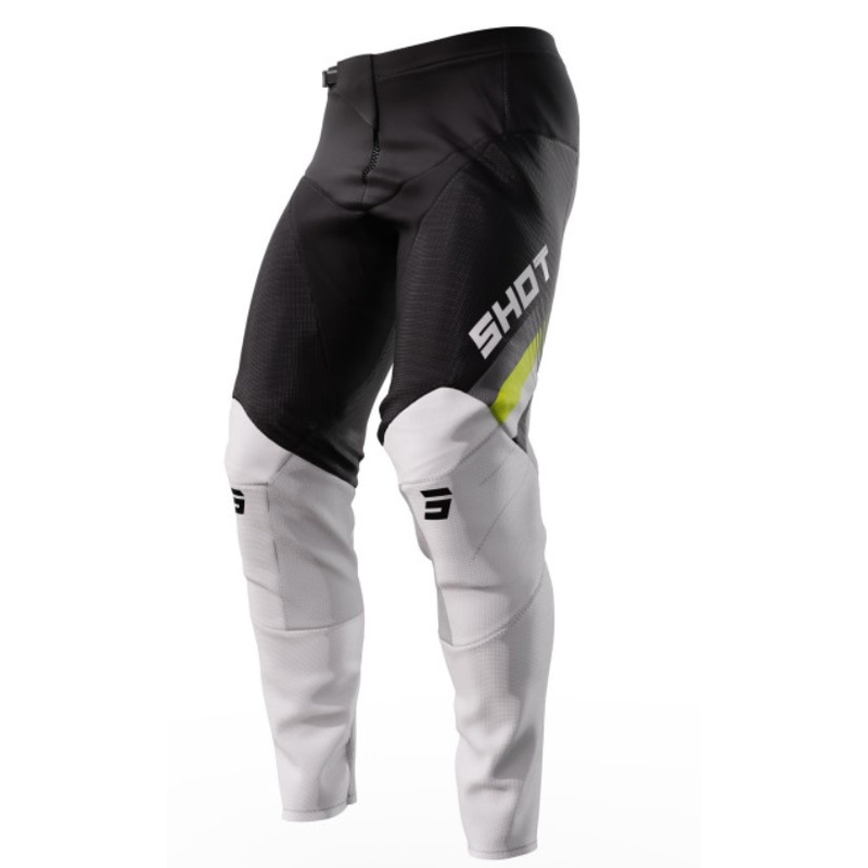 Pantalon motocross Shot Contact Tracer noir-blanc-jaune fluo soldes