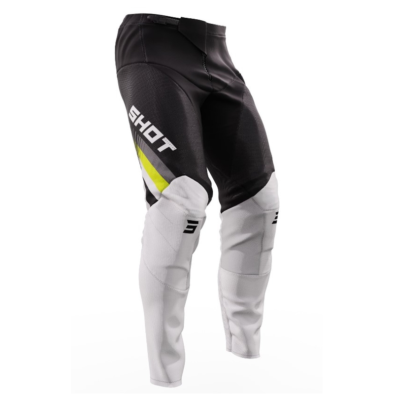 Pantalon motocross Shot Contact Tracer noir-blanc-jaune fluo soldes