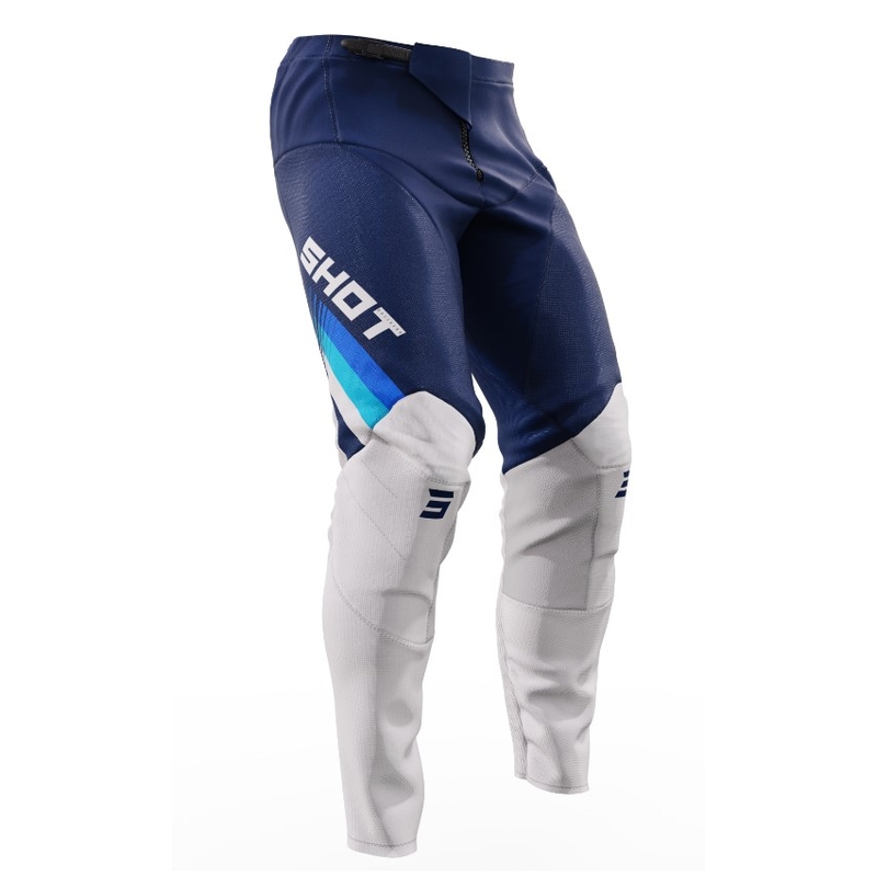 Pantalon de motocross Shot Contact Tracer blanc-bleu soldes
