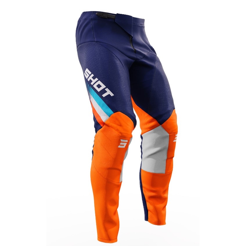 Pantalon de motocross Shot Contact Tracer bleu-orange soldes
