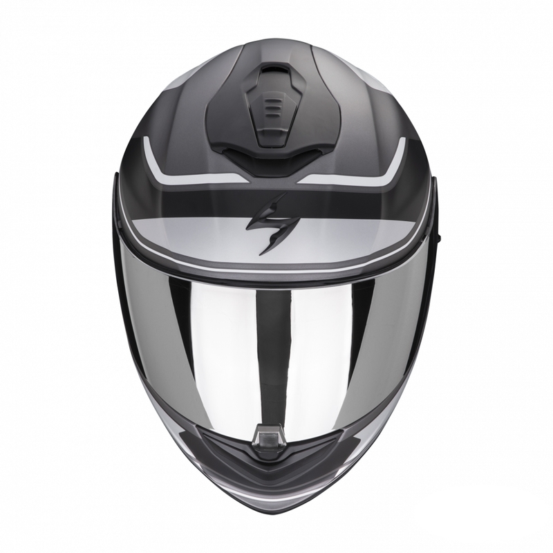 Casque moto intégral Scorpion EXO-1400 EVO Air Vittoria argent et blanc mat