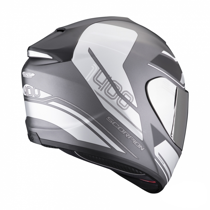 Casque moto intégral Scorpion EXO-1400 EVO Air Vittoria argent et blanc mat