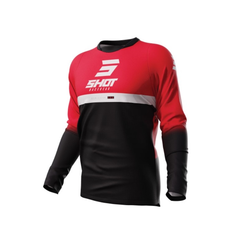 Maillot motocross Shot Devo Reflex noir-rouge soldes