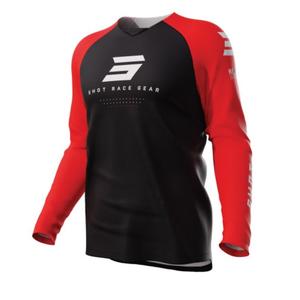 Maillot motocross Shot Raw Escape noir-rouge soldes