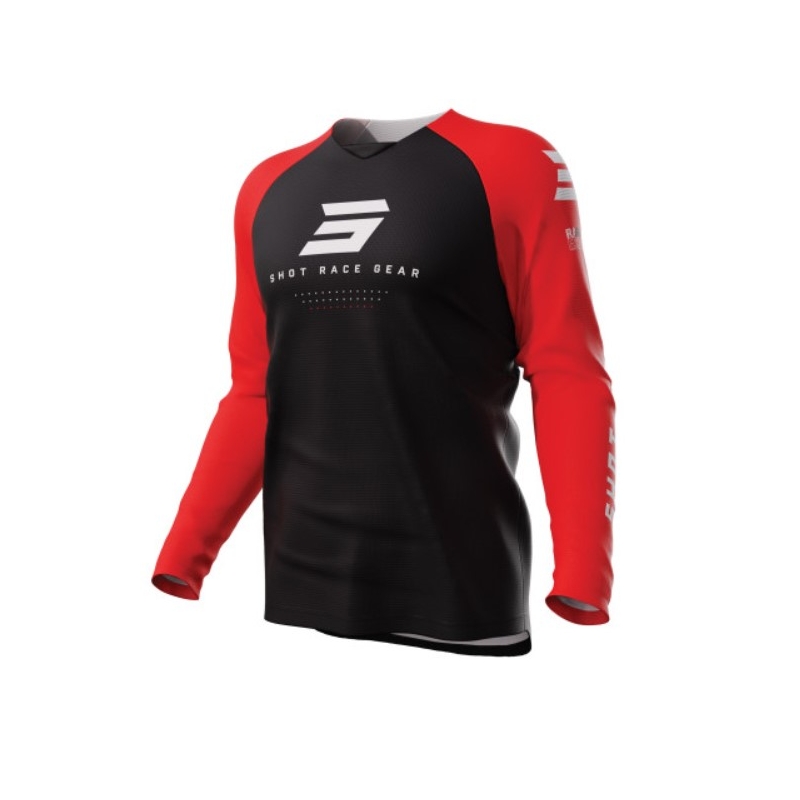 Maillot motocross Shot Raw Escape noir-rouge soldes