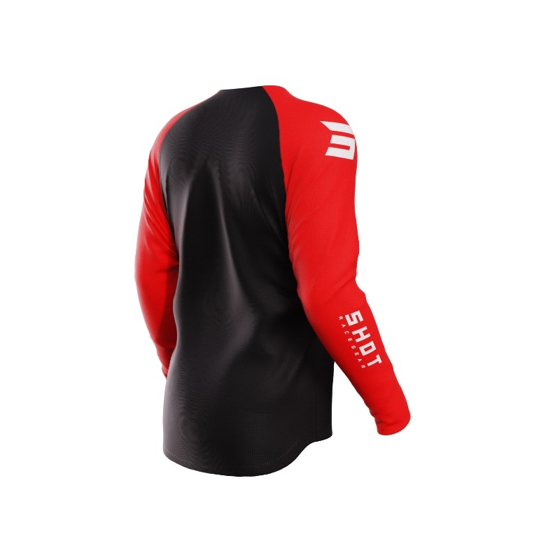 Maillot motocross Shot Raw Escape noir-rouge soldes