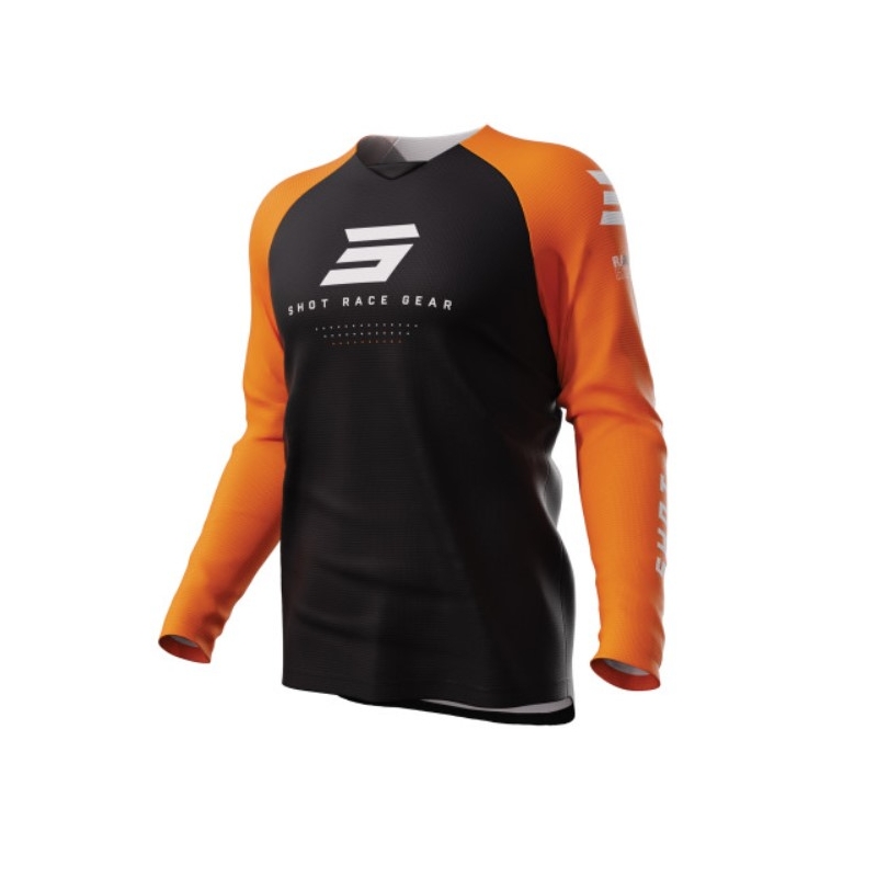 Maillot motocross Shot Raw Escape noir-orange soldes