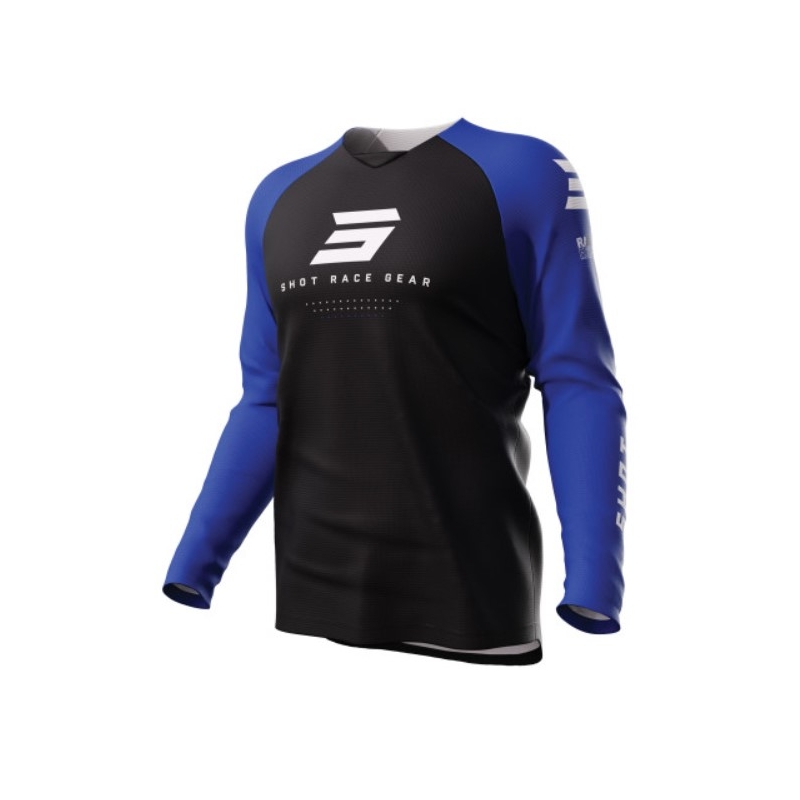Maillot de motocross Shot Raw Escape noir et bleu soldes