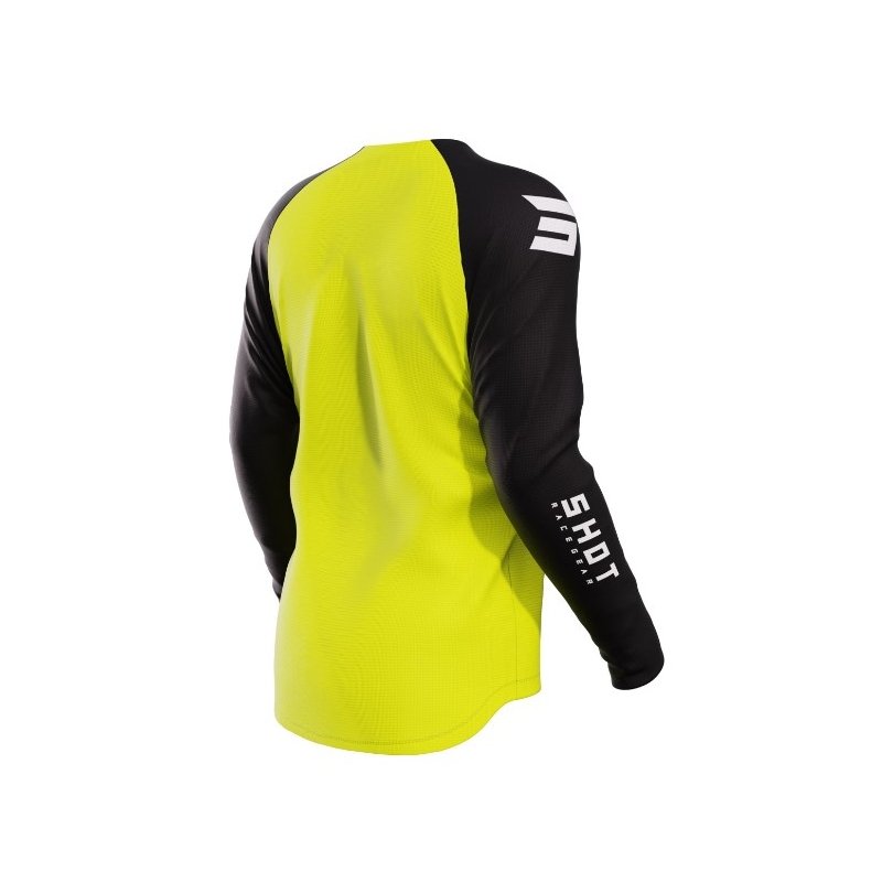 Maillot motocross enfant Shot Raw Kid Escape noir-jaune fluo soldes