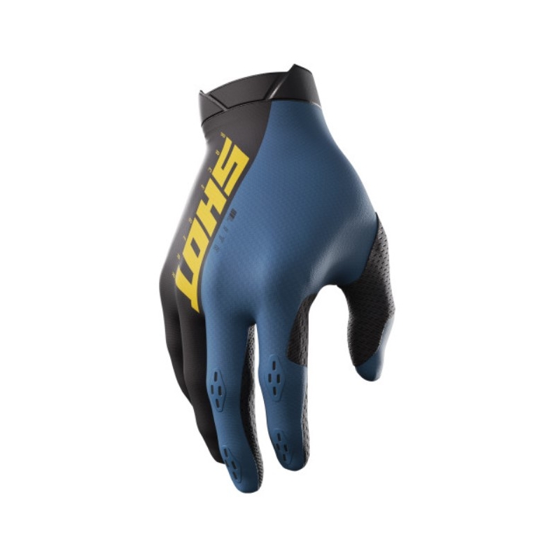 Gants de motocross Shot Lite noir-jaune-bleu soldes