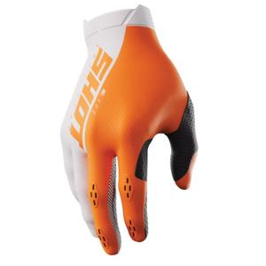 Gants de motocross Shot Lite blanc-orange soldes