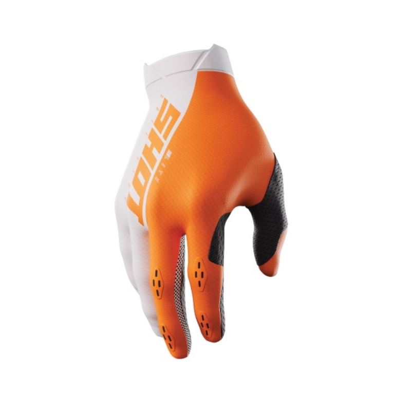 Gants de motocross Shot Lite blanc-orange soldes