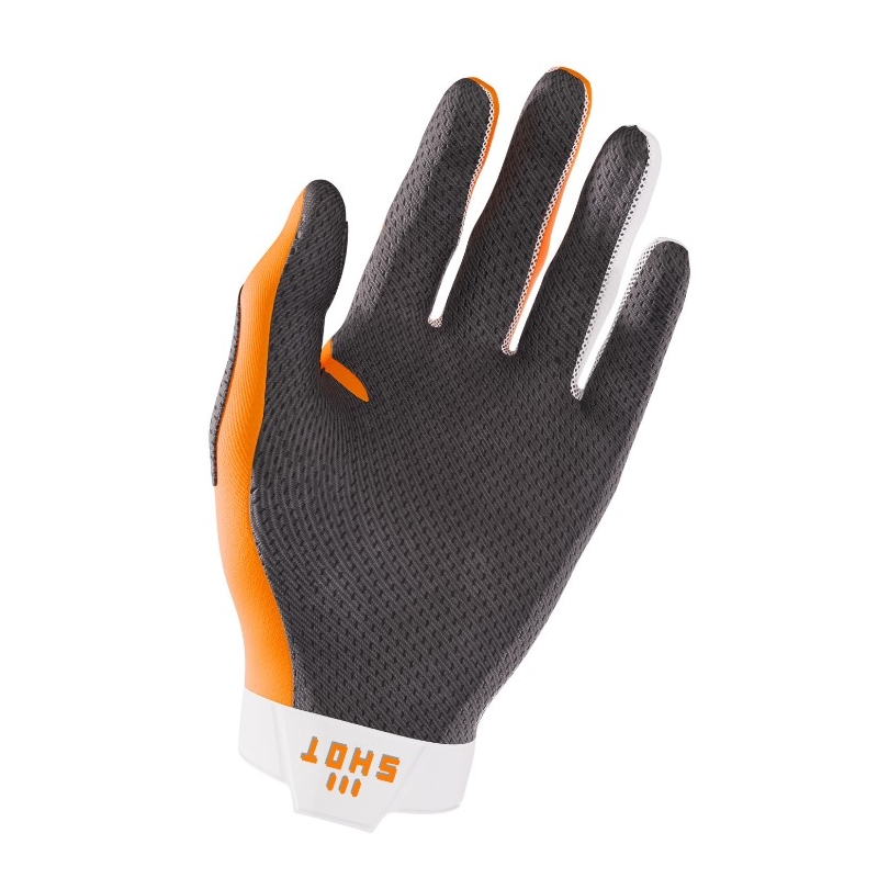 Gants de motocross Shot Lite blanc-orange soldes