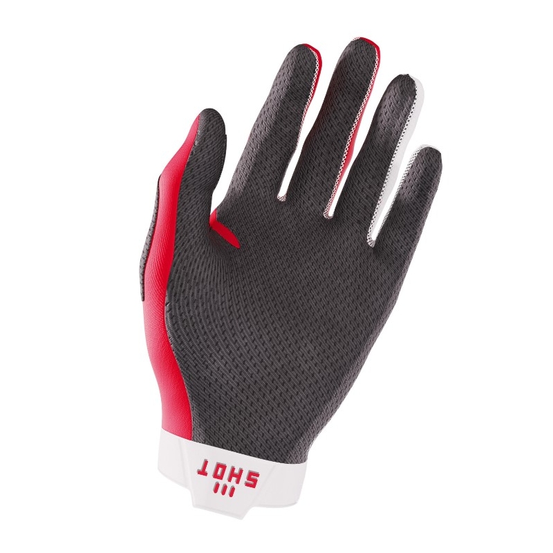 Gants de motocross Shot Lite blanc-rouge soldes