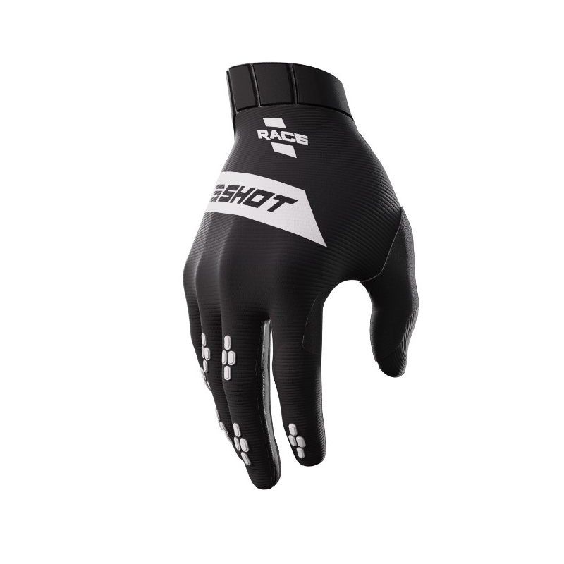 Gants de motocross Shot Race noir et blanc soldes