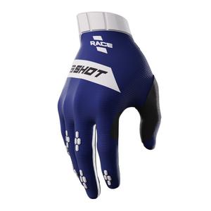 Gants de motocross Shot Race blanc-bleu
