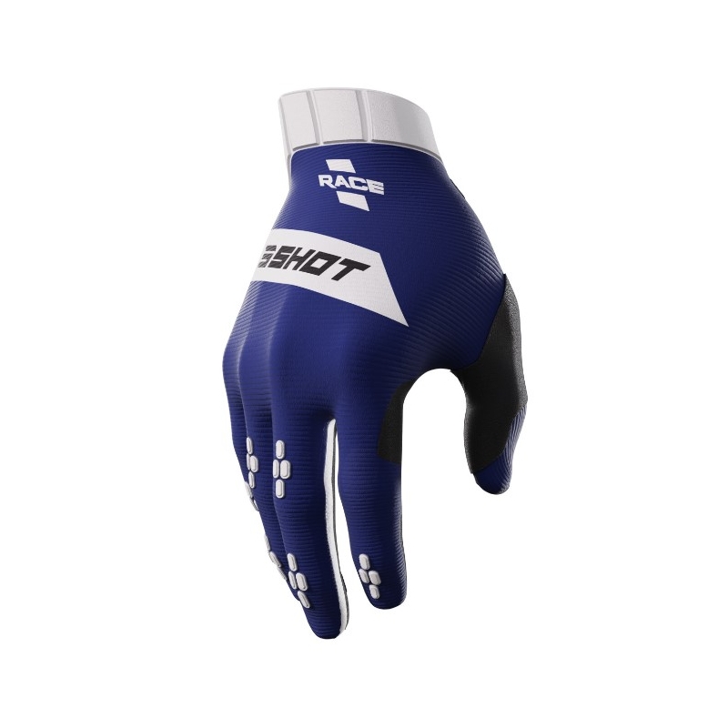 Gants de motocross Shot Race blanc-bleu