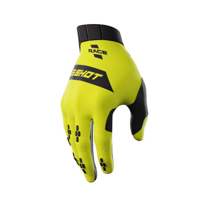 Gants de motocross Shot Race noir-jaune fluo soldes