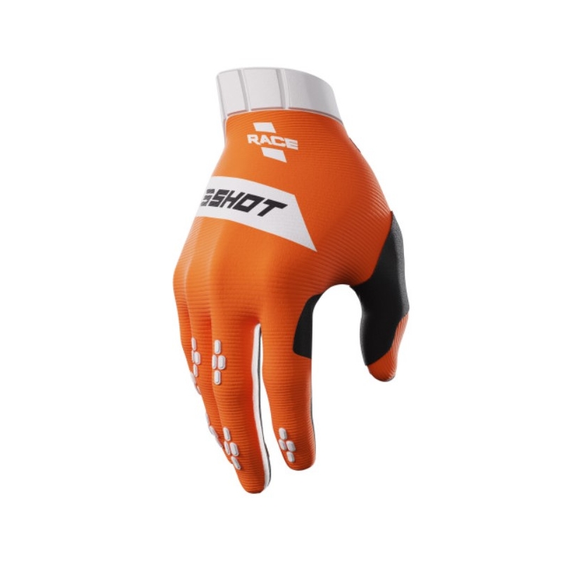 Gants de motocross Shot Race blanc-orange